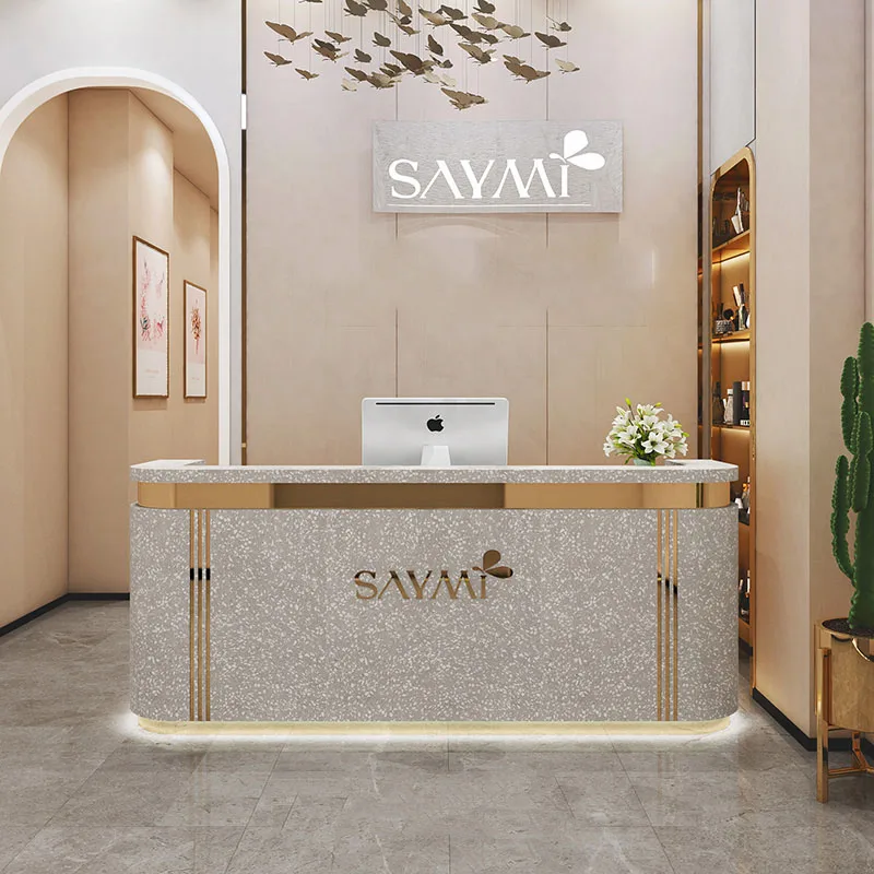 Luxury Mobile Reception Desk Clinic Standing Display Shopping Commercial Reception Desk Premium Meuble Caisse Shop Furniture HDH