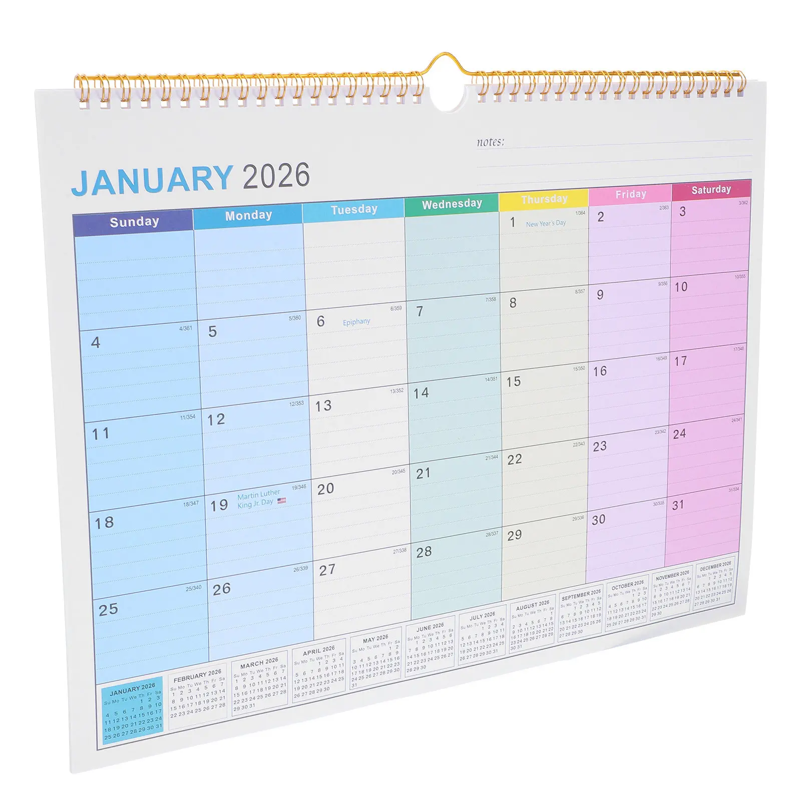 Hanging Wall Calendar 2026-2027 18 Months Spiral Binding Elegant Vintage Design Thick Paper Daily Family Office