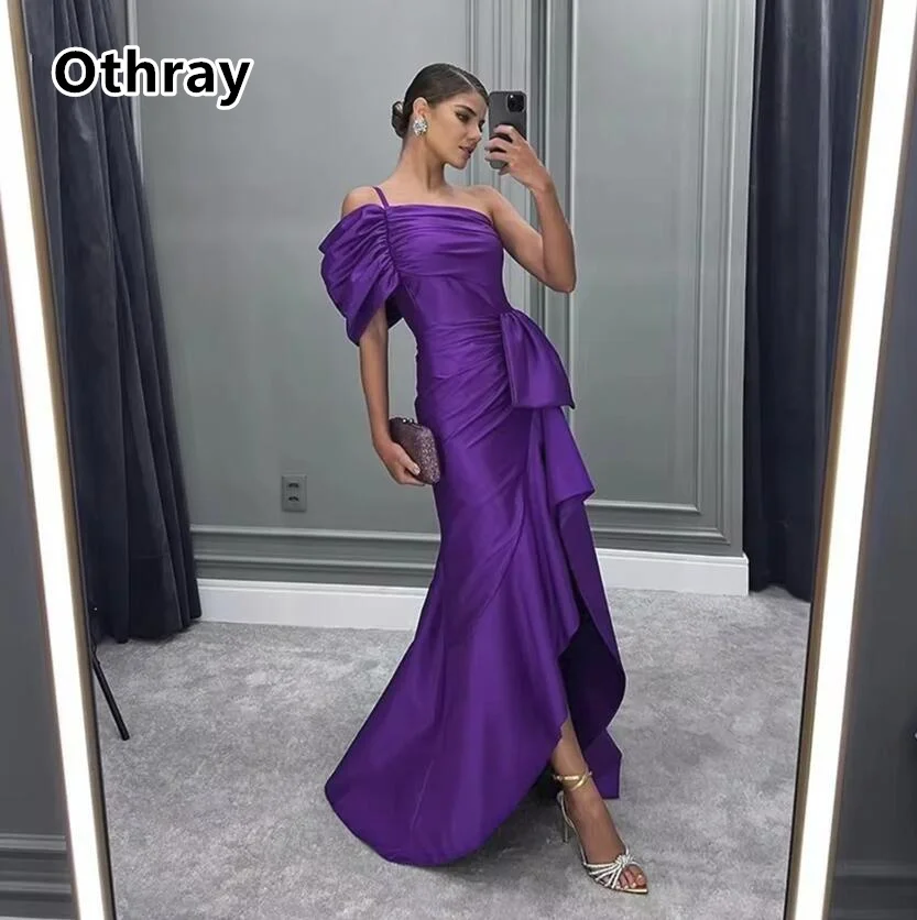 

Othray Charming Purple Evening Dresses One Shoulder Mermaid Elegant Saudi Arabia Women Formal Dubai Party Prom Gowns