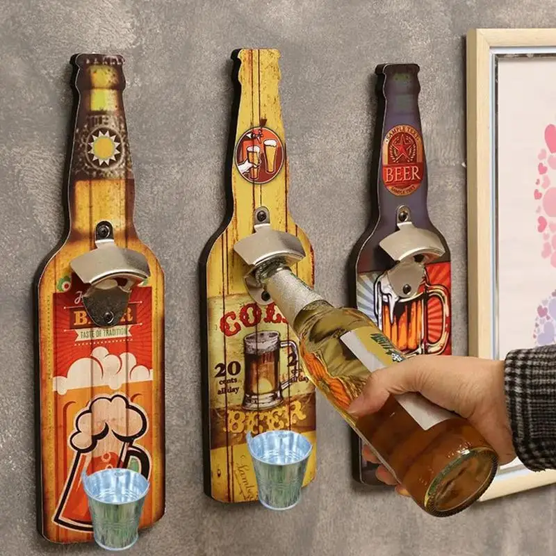 Wholesale Portable Beer Bottle Opener Wall Mounted Vintage Retro Hanging Beer Opener  customized wedding opener Gifts for Bar