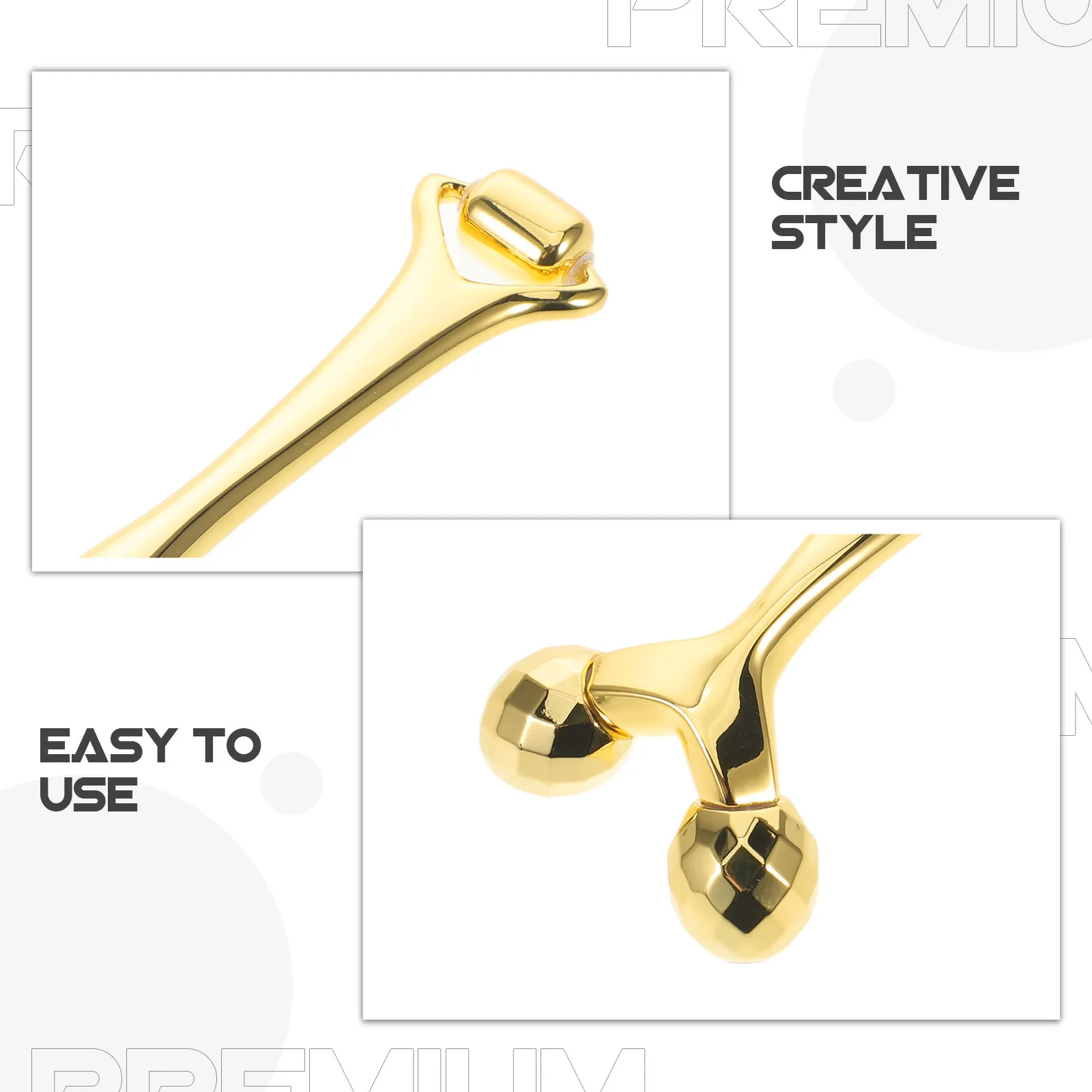 Rodillo Masajeador Facial de Metal de Doble Punta Dorado, Herramienta Manual para Esculpir Rostro y Cuello, Masajeador para Lifting Facial y Cuidado de la Piel