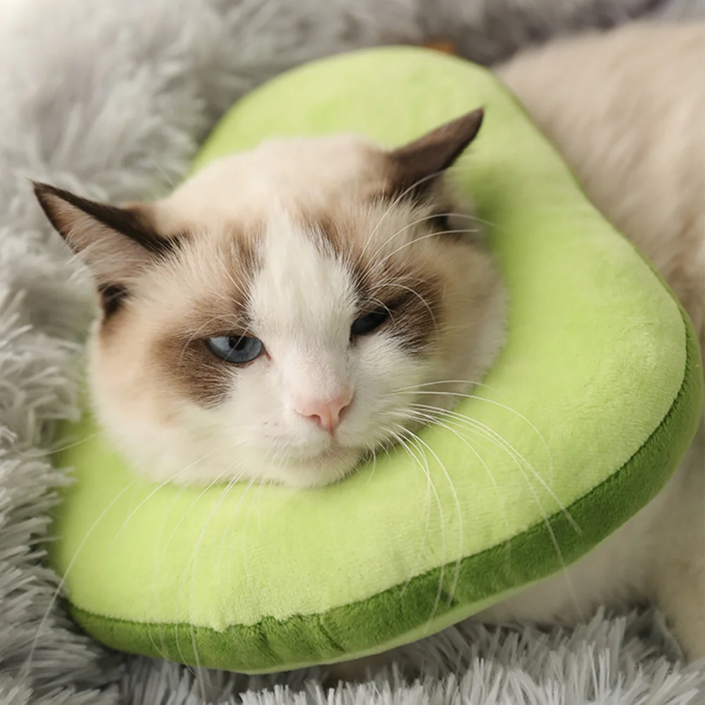 

1Pcs Elizabethan Pet Collar Avocado Shaped Cloth Protective Cat Neck Protector Adjustable Recovery Collar for Wound Healing