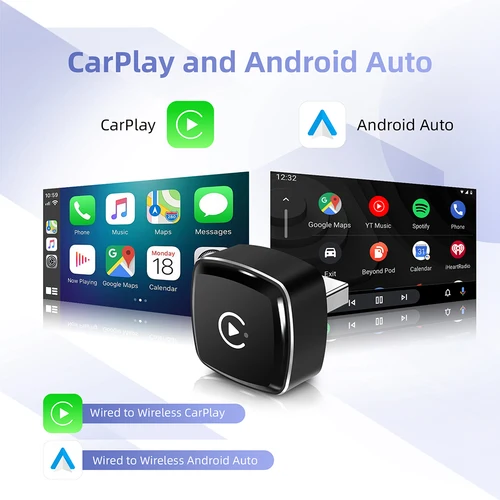 Imagen 2 del producto Adaptador Inalámbrico 2 en 1 Anyfar 2026 para CarPlay y Android Auto, WiFi 5Ghz, USB, Plug and Play