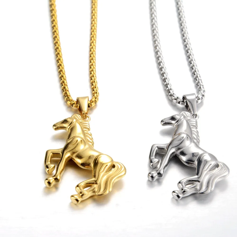 

Stainless Steel Animal War Horse Necklace Suitable for Men and Women's Fashionable Lucky Jewelry Gifts