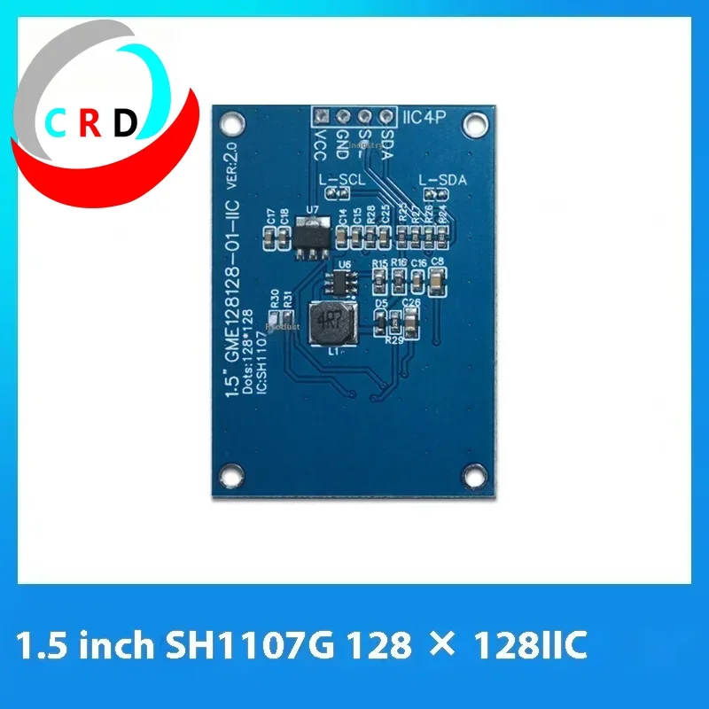 Chanruida tela lcd oled de 1.5 polegadas 128x128 luz branca monocromática módulo de pino sh1107g4 iic stm32 tela lcd módulo led esp32