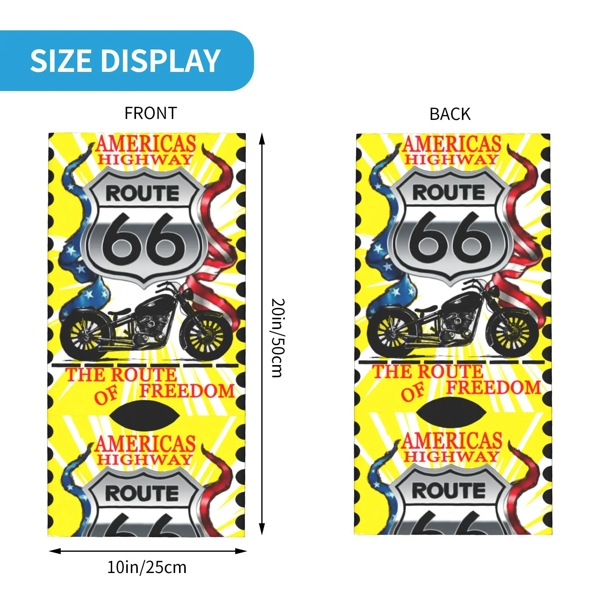 America Highway Route 66 the Route Bandana Copricollo Stampato Mother Road Sciarpa avvolgente classica retrò Fascia multiuso da corsa