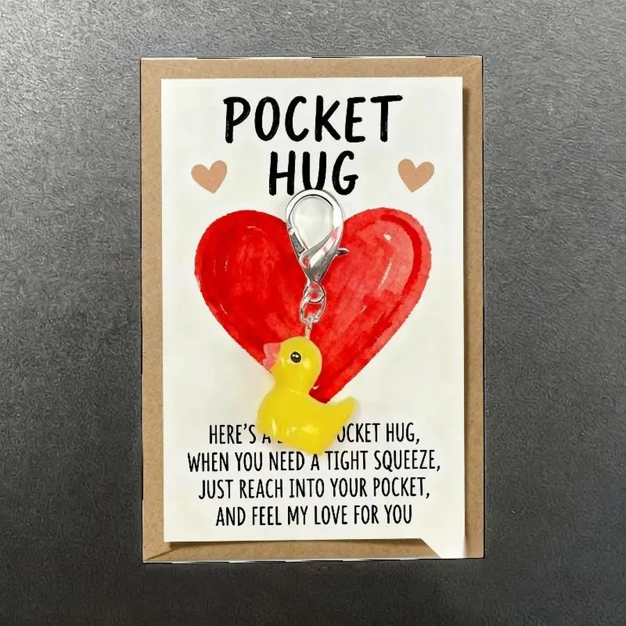 1/5/10/20/50/100pcs Cute Thank You Duck Keychains for Men and Women Durable Metal Backpack Charms with Appreciation Cards, Pocke