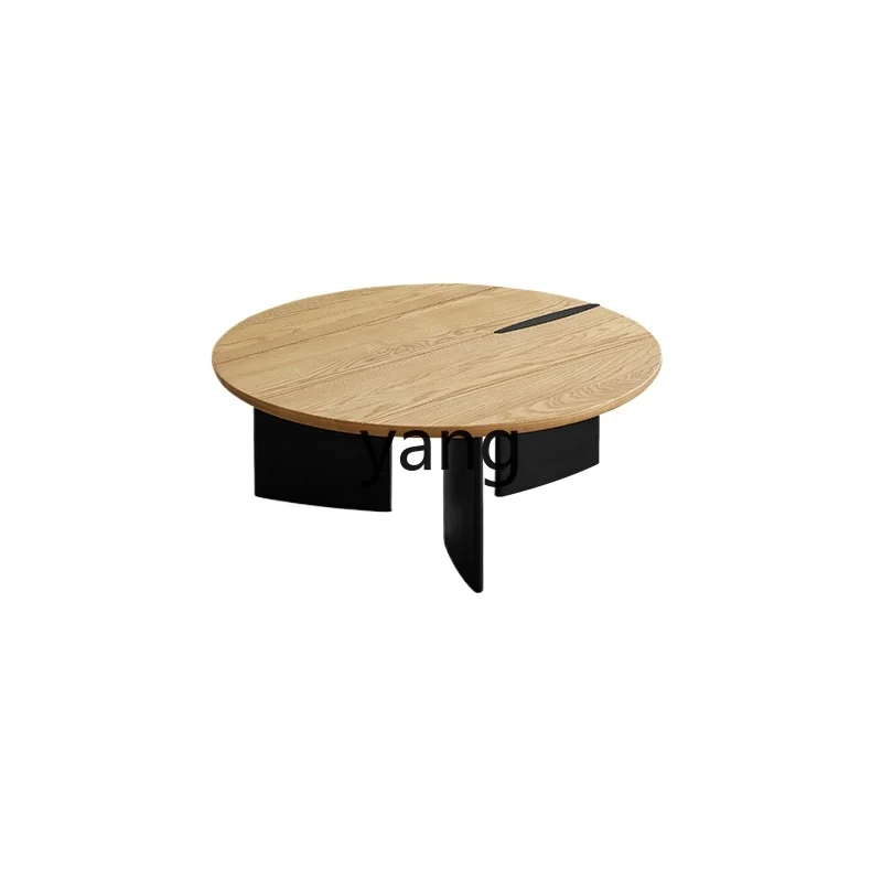 

RQ coffee table, retro ash wood small apartment, round solid wood, small side, a few double round coffee table