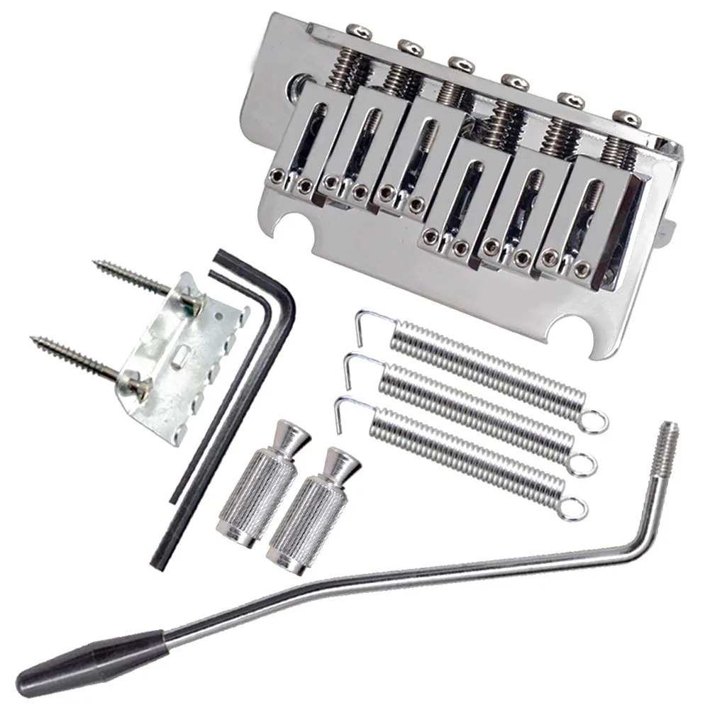 1 Set Tremolo Bridge Thickened Base 6 String Saddle Tremolo Bridge Electric Guitars Basses Replacement Accessories