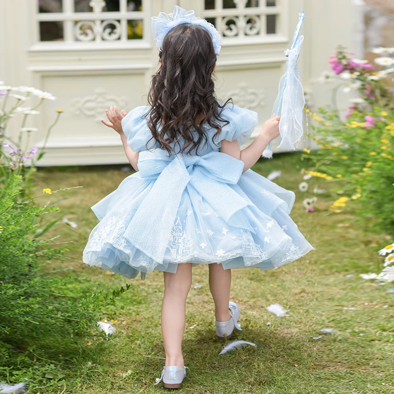 2025 Summer Girl Lolita Dress Short Sleeve Party Baby Dress Performance Dress New Brand Children's Princess Skirt