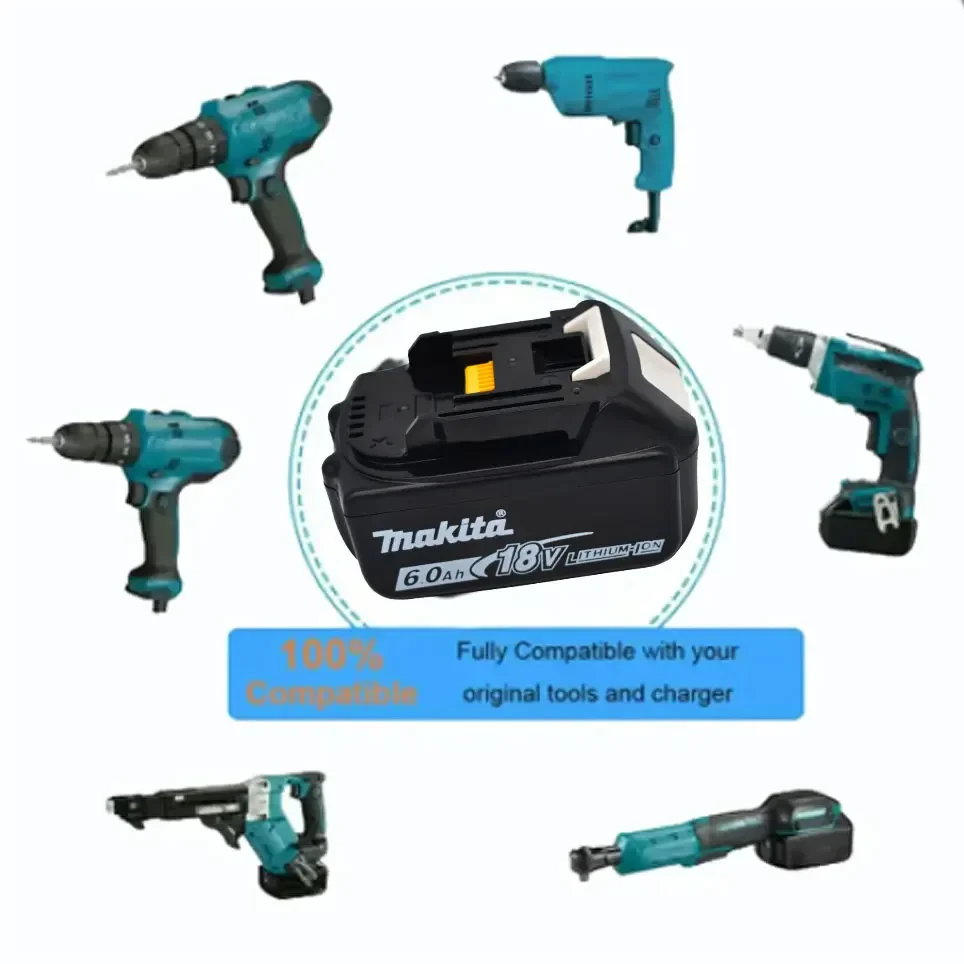 Makita Original 18V 6.0Ah, replaceable LED lithium-ion battery LXT BL1860B BL1860, rechargeable power tool battery