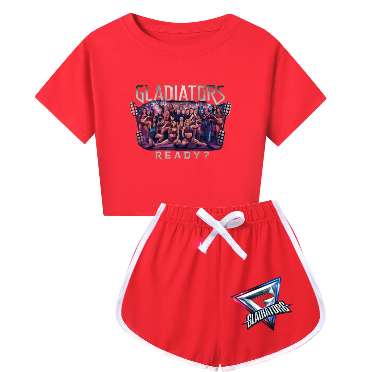 Gladiator Are You Ready Kids Summer Set 2pcs Short T-shirt And Shorts Outfit for Girls Baby Girls Clothing Children's Summer