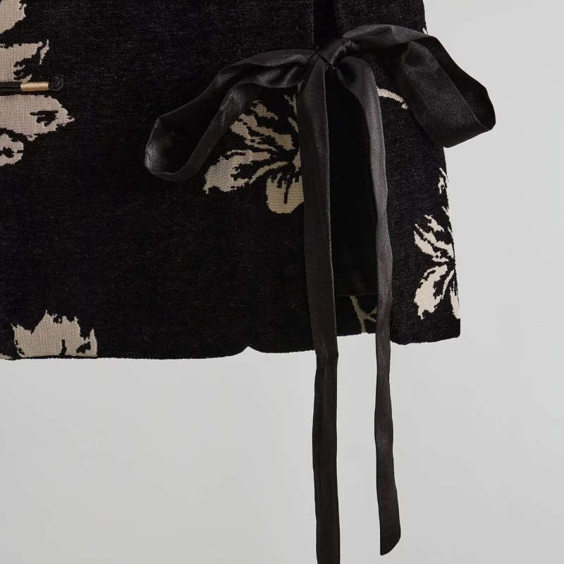 Neploe Lace Up New Chinese Style Jacquard Outwears Elegant Layering Western Style Vest Slim All-match Personalized Moda Coats