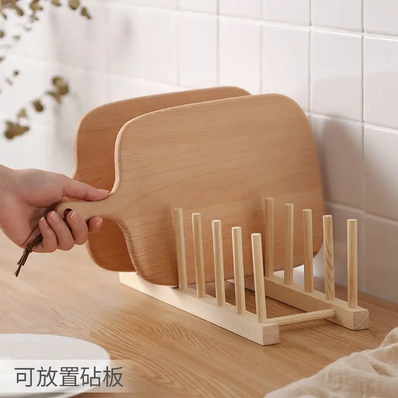 Japanese simple bowl rack drain dish rack bookshelf CD rack household multifunctional kitchen shelf wooden bamboo shelf