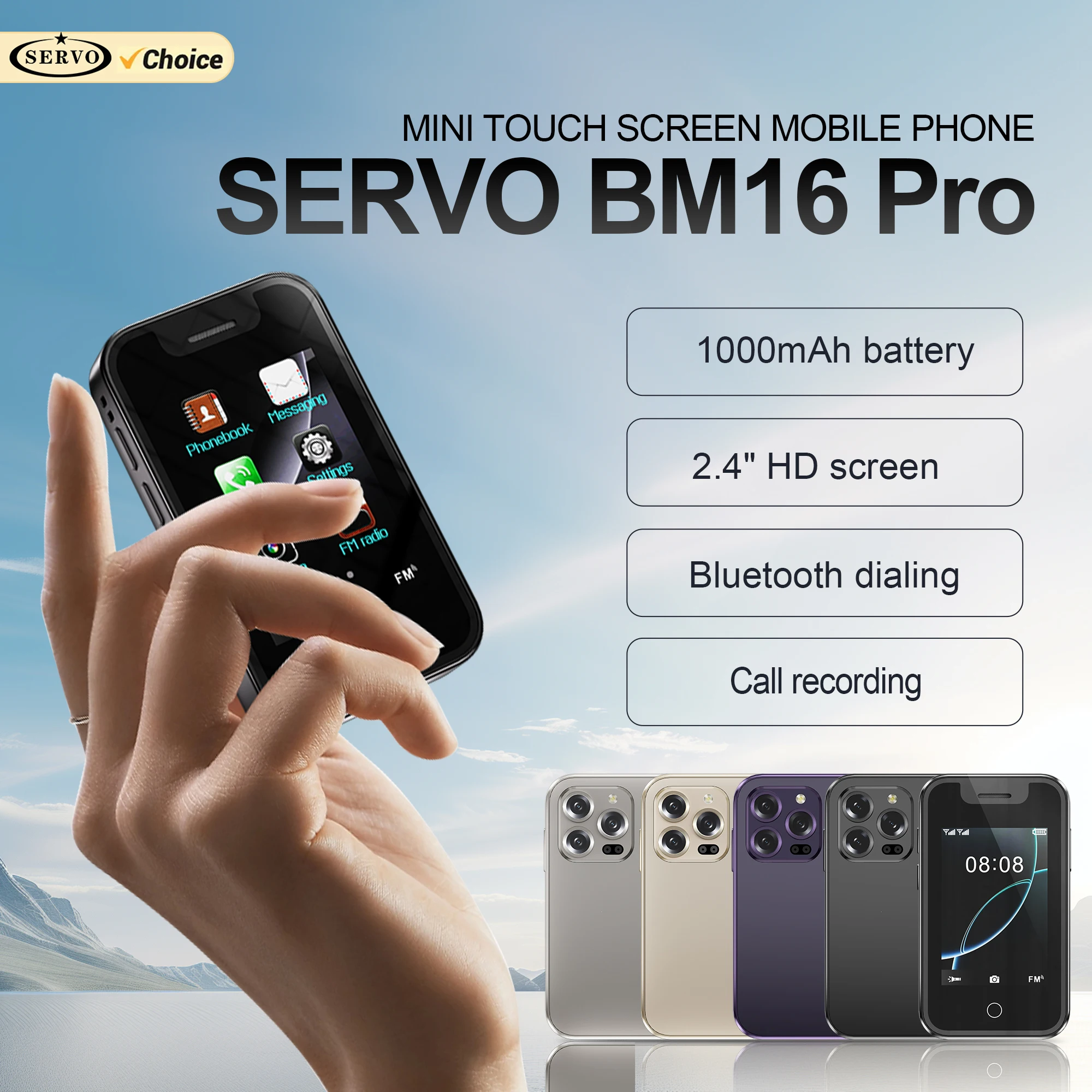 SERVO BM16 PRO Mini Touch Screen Mobile Phone Dual SIM Standby Magic Voice Bluetooth Dial FM Radio 2G GSM 2.4