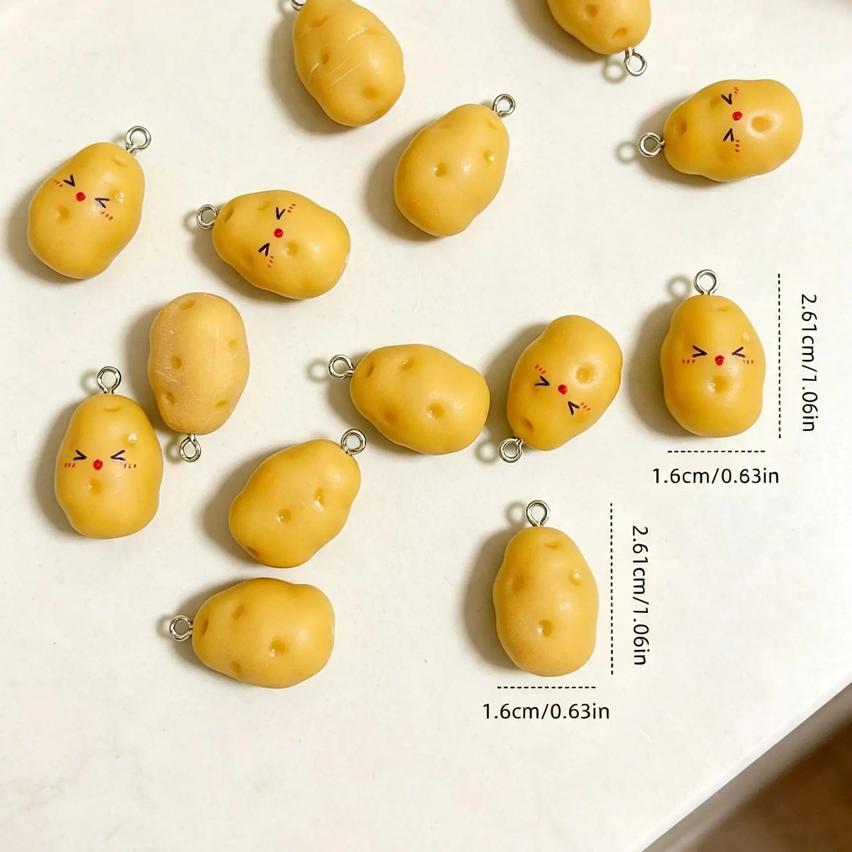10PCS Resin Simulation Cute Potato Charms  Jewelry Making Earring Keychain Accessories