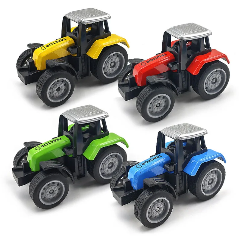 1Pcs Alloy+PVC Tractors Models Toys mini 7CM Farm Vehicle Decorations Collection Ornaments Dolls For Children Kids Gift