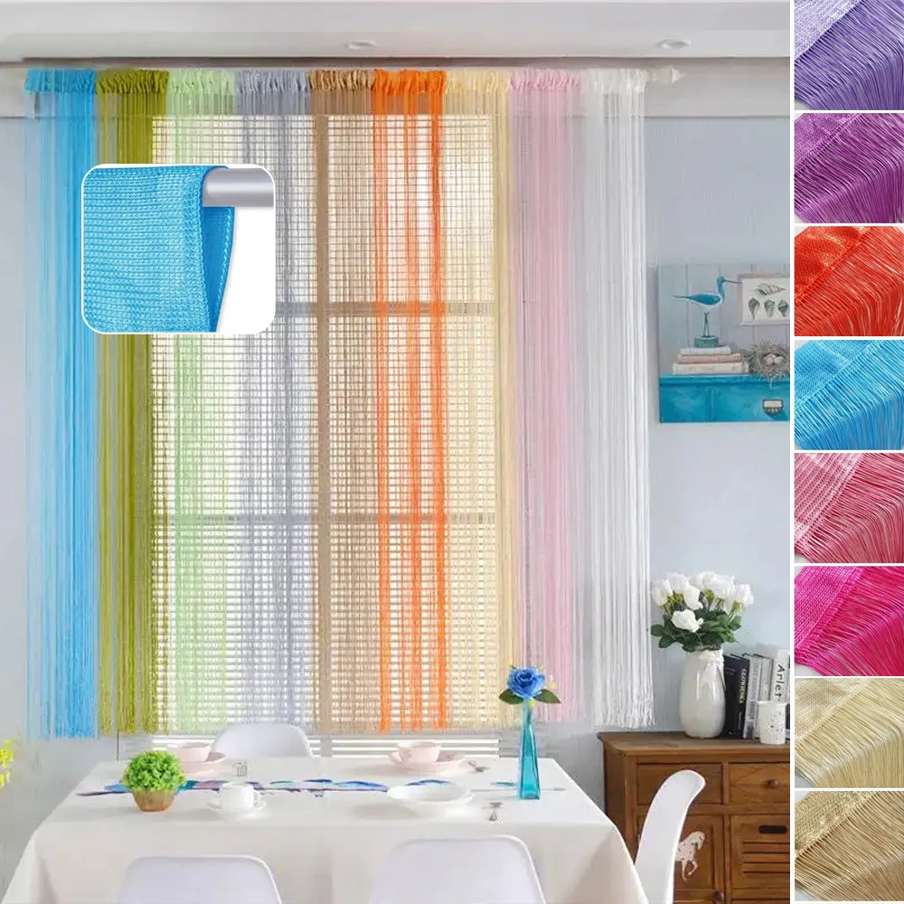 

1/2pcs Door String Curtain 100x200cm Wall Panel Fringe Window Room Divider Blind Home Patio Bedroom Tassel Screen Ribbon Strings