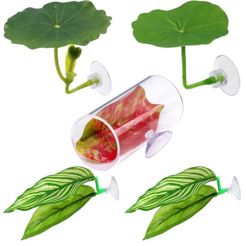 Betta rede folha cama de dormir para tanque de peixes conjunto de 5 decoração de aquário habitat para spawning descansando guppy cama de dormir