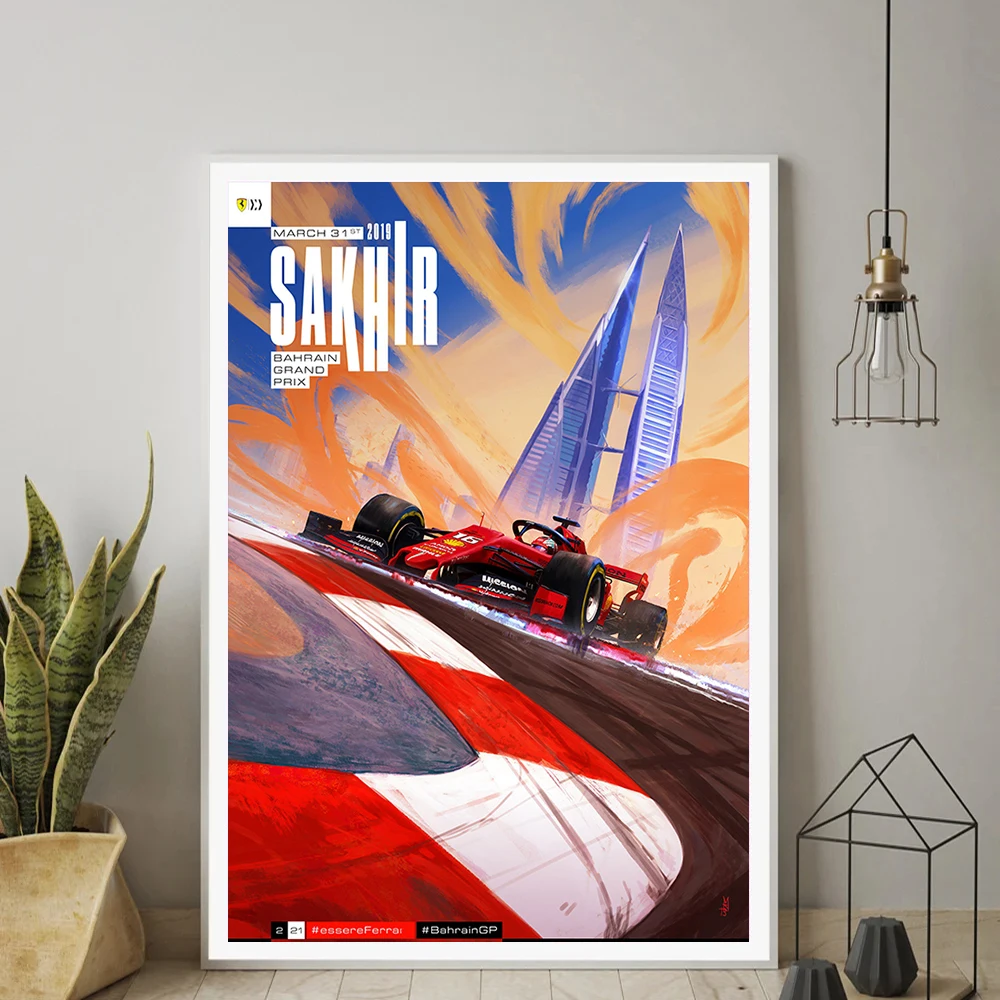 Bahrain Grand Prix 2019 Poster, Modern Wall Art, Canvas Painting Print, Pop Motorsport Picture, Living Room Home Decor Cuadros