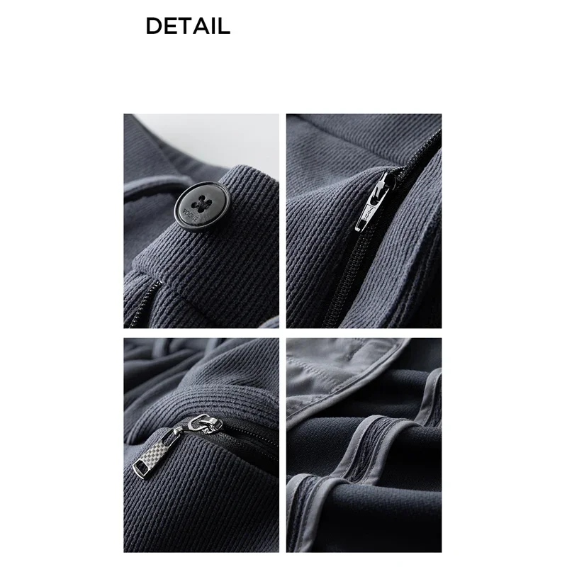 BROWON Brand Business Men Pants 2024 New Winter Casual Solid Color Straight Regular Fit Men Clothing Chenille Thick Trousers