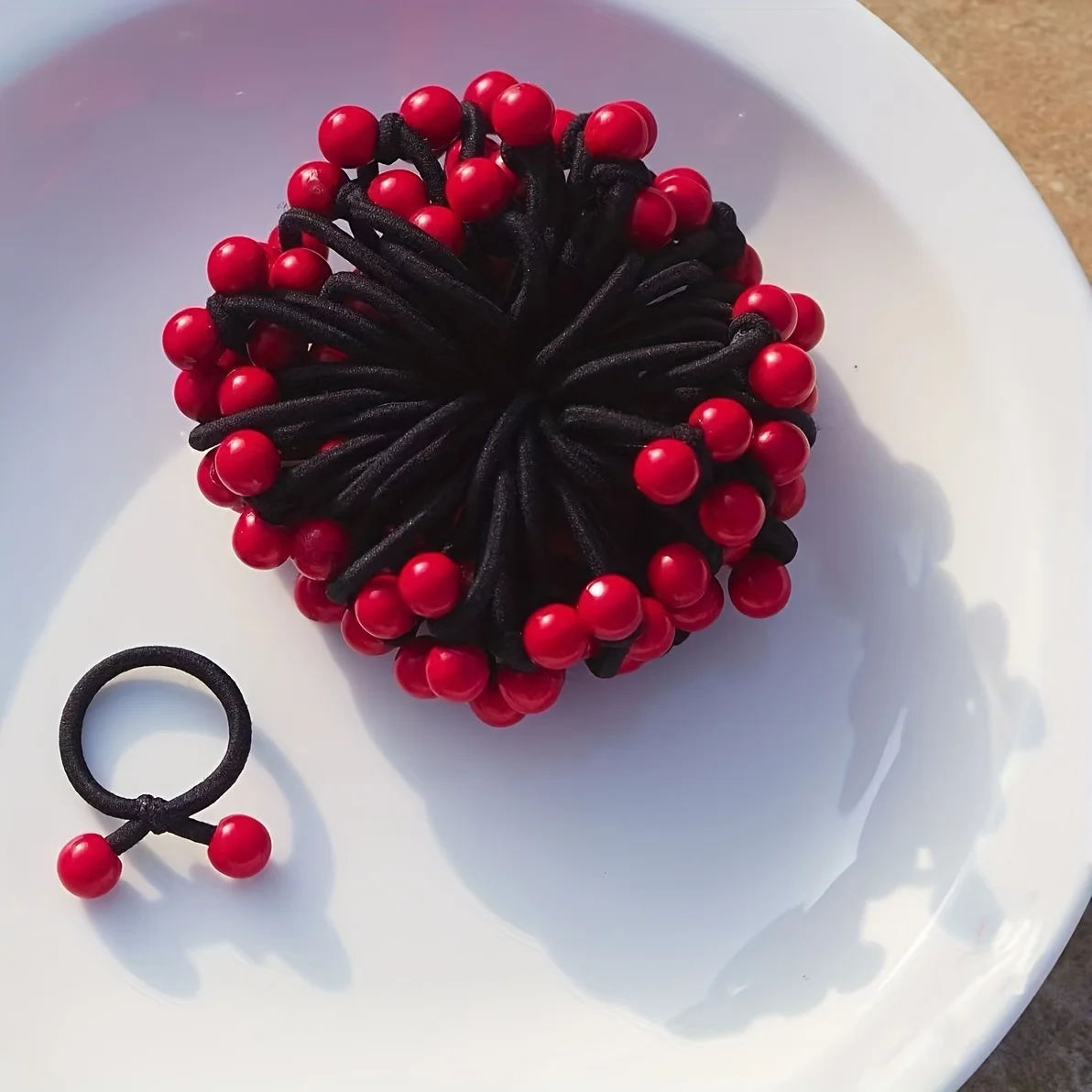 100pcs/10pcs Small Red Bean Thumb Hair Ties, High Elasticity Ponytail Loops, Christmas Supplies, Hair Accessories