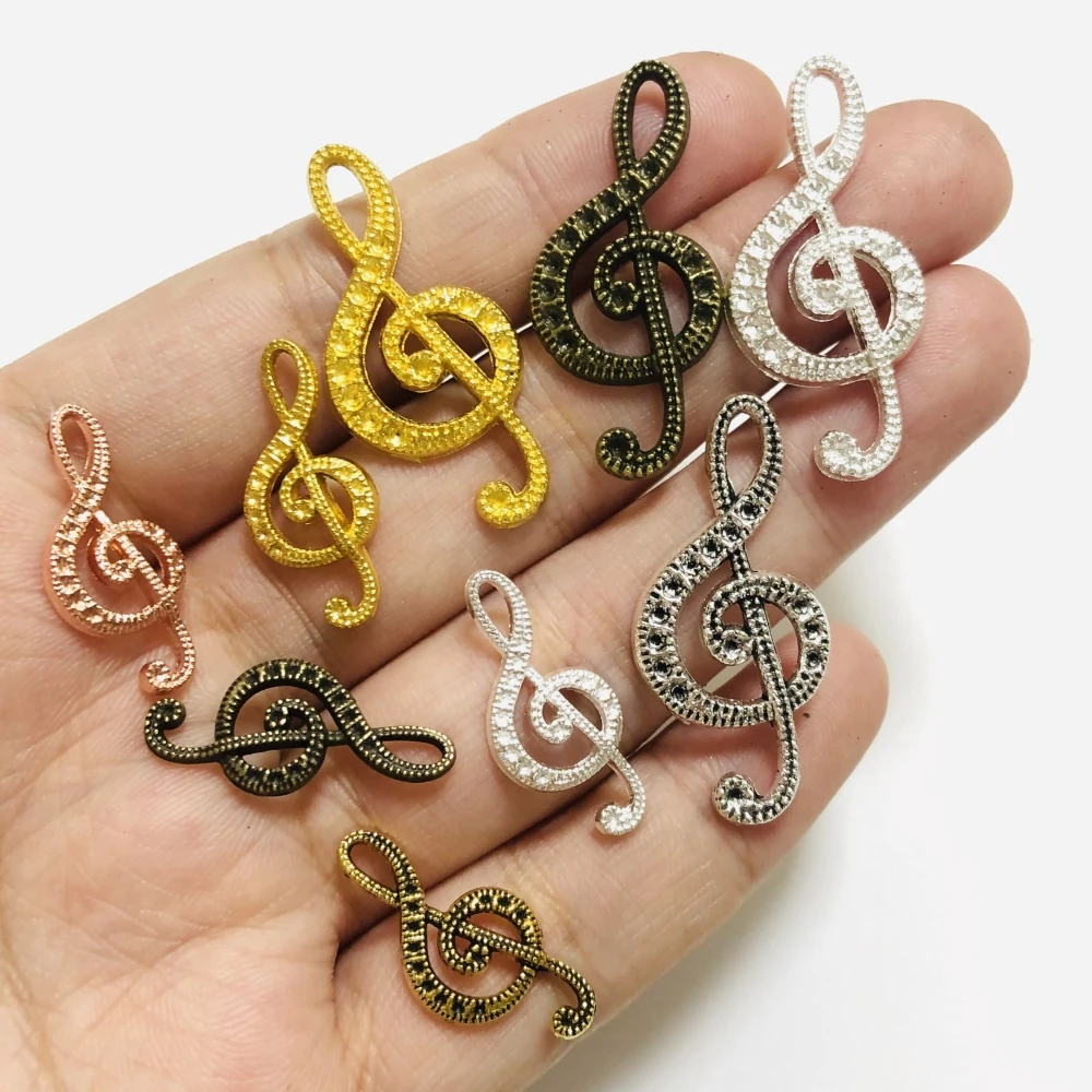 10Pcs Retro Cool Punk Musical Notations Nail Art Charms Hollow Out Eight Notes Junk Phone Case Ballet Long Fingernails Decor