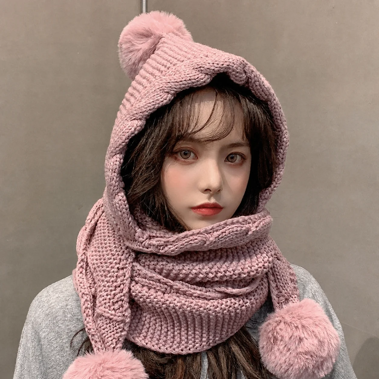 Ear Hat Knitted Knitted Yarn Hat Brimless Round Crown Hat Integrated For Down Jackets Outdoor Shopping Low Temperature Outdoor