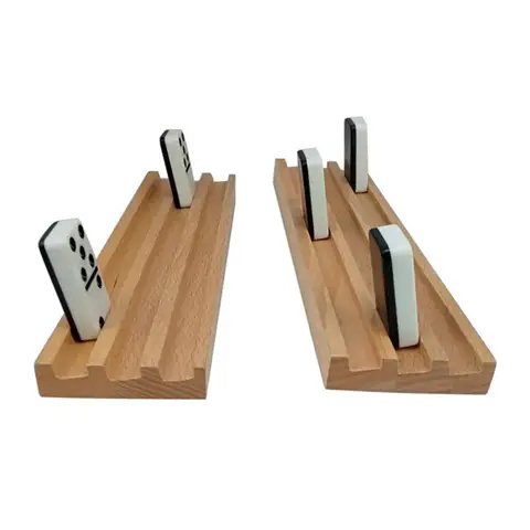 Wooden Domino Holder Non-Slip Base Multi-Angle Storage Tray For Domino Tiles Cards Organizer Accessory