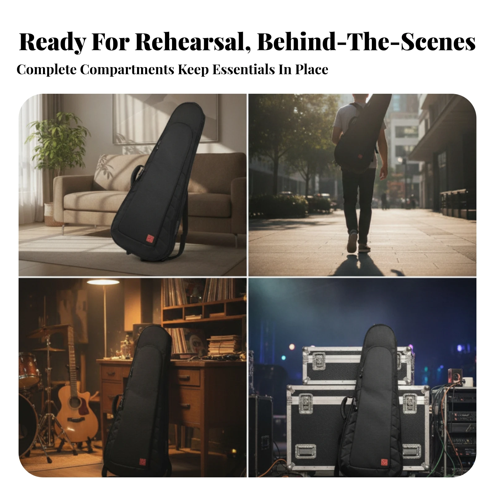 Double Electric Guitar Gig Bag Roomy Guitar Case with Pockets Padded Sturdy for Guitarists, Travel, Gigs