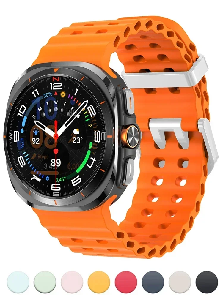 Galaxy Watch Ultra Marine Band Accessories Silicone Sport Bracelet correa For Samsung Galaxy Watch 7 Ultra 47mm Original Strap