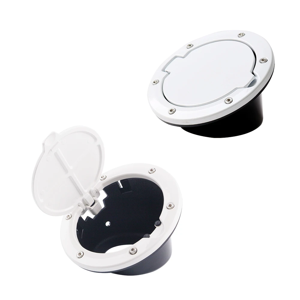 JK Tapa de llenado de combustible Tapa de gas Aleación de aluminio Puerta del tanque de gas Accesorios exteriores para Jeep Wrangler 2007-2018 JK JKU, blanco