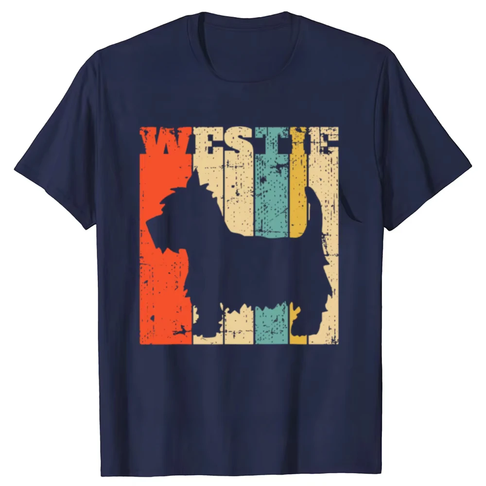 West Highland Terrier Westie Retro Vintage Printed Cotton T Shirts Streetwear Short Sleeve Unique Ventilate Casual Mens Clothing