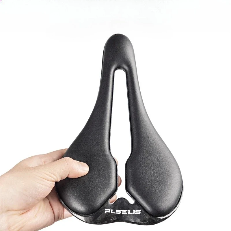 

PLSELIS PS-1000 Bike Saddle - Carbon Fiber Ultra-Light, Short Nose, Breathable Hollow EVA Cushion, MTB/Road Bicycle Seat
