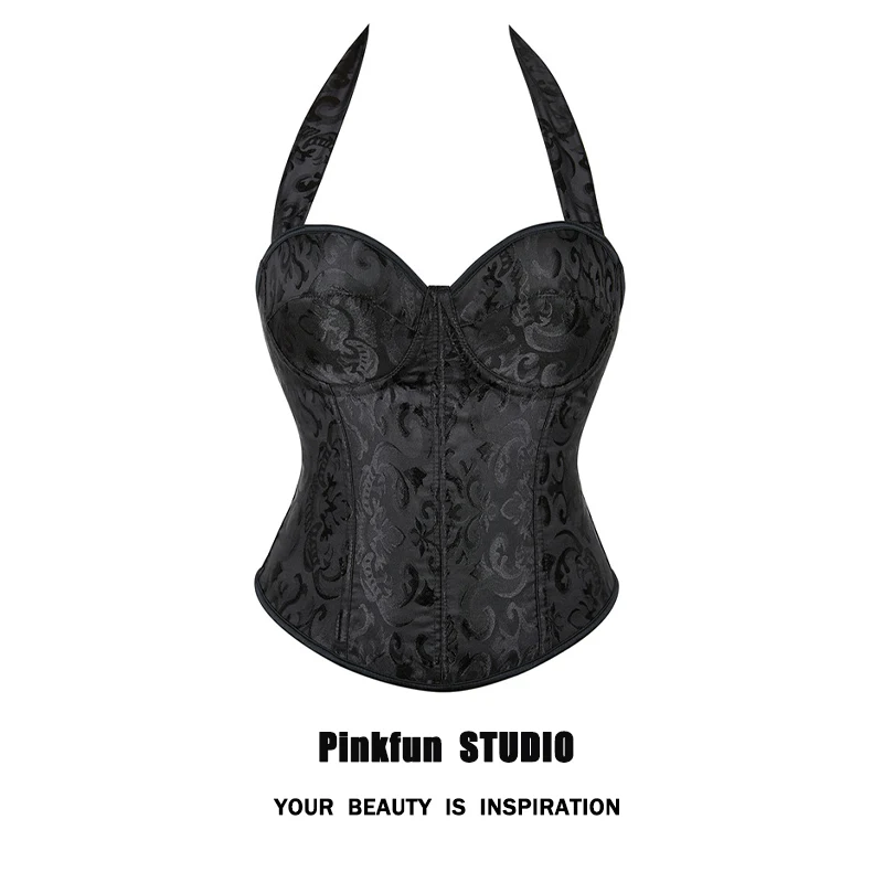 

Pinkfun Винтажный бюстгальтер с подвесным ремешком из стекловолокна и стальным кольцом на талии, корсетный топ, женский укороченный топ Street Sle ort