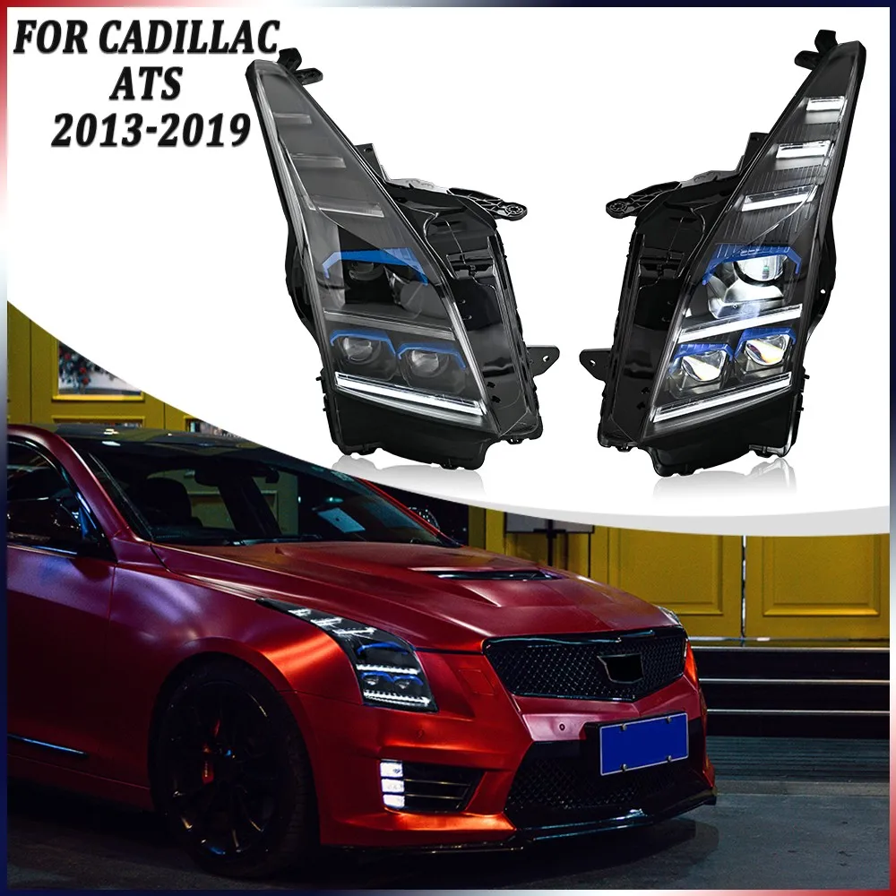 

2Pcs Full LED Headlights Assembly For Cadillac ATS 2013-2019 Head Front Lamps Animation DRL Headlamp Accessories