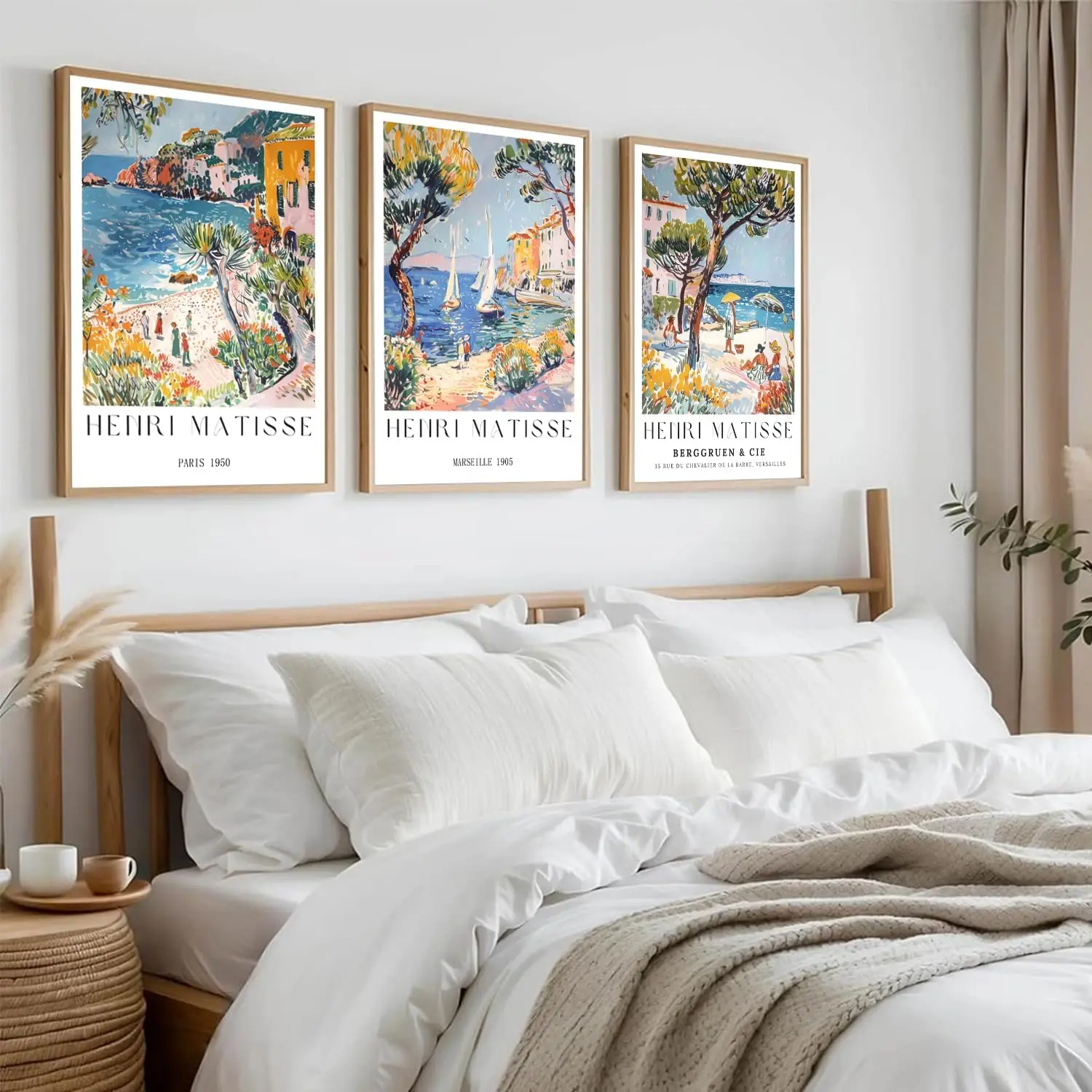 3 Pieces/Set of Vintage Beach Travel Wall Art Collection 3 Henri Matisse European Italian Canvas