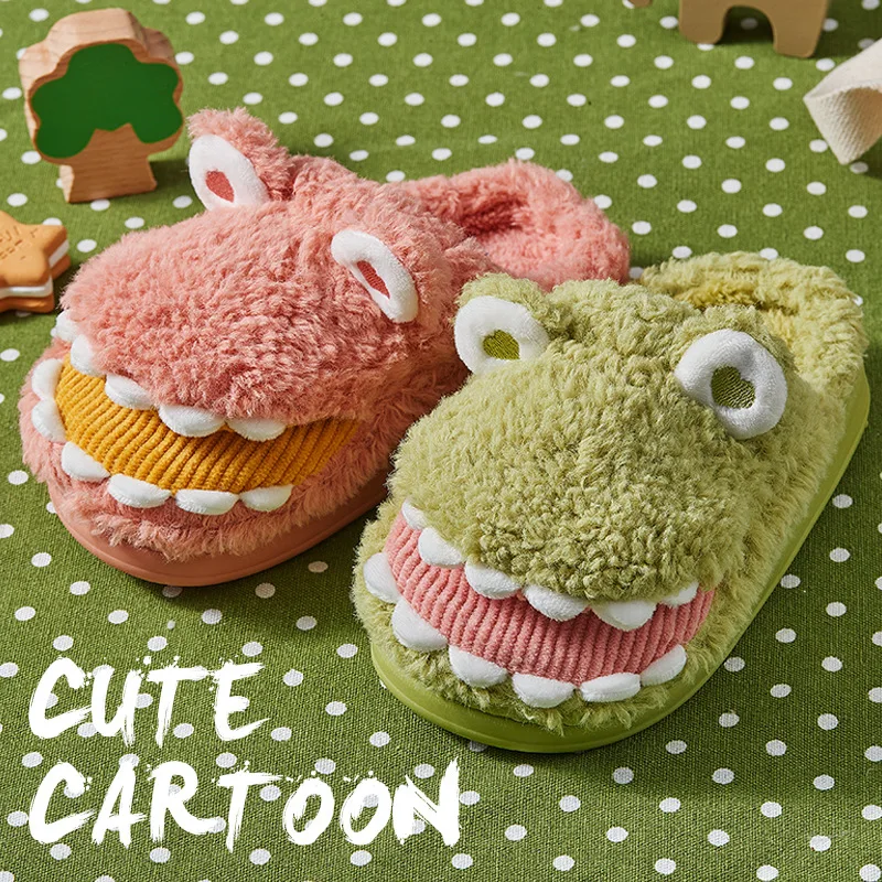 

Children Cotton Anime Slippers Autumn Winter Boys and Girls Cartoon Dinosaur Indoor Warm Non Slip Wool Cotton Slippers pantuflas