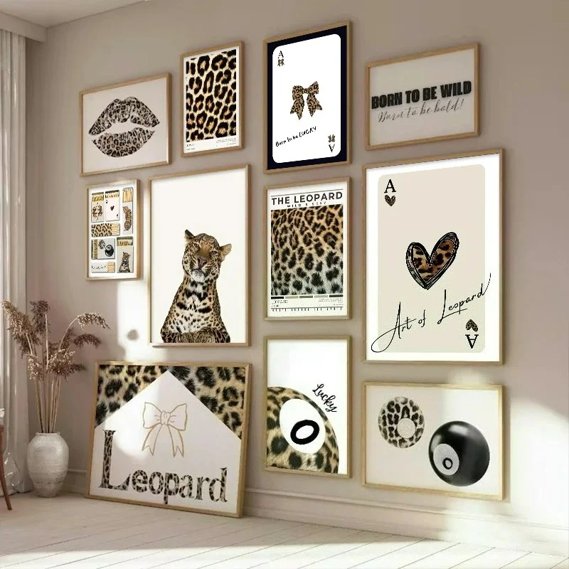 Leopard Print Billiard Matchbox Trend Prints Fashion Art Aesthetic Canvas Painting Living Room Bedroom Decorative Wall Art De
