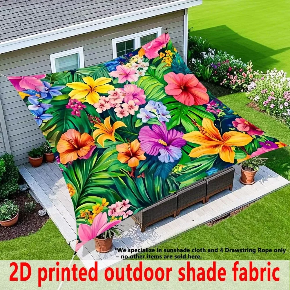 Durable Floral Printed Canopy Cloth Cover Dacron Bohemian Style Outdoor Canopy Cover UV Resistant Sunshade Ceiling Cover Beach