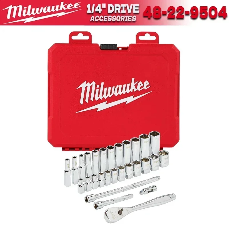 

Набор торцевых ключей и головок Milwaukee 48-22-9504, метрический, 1/4 дюйма, 28 предметов, аксессуары для электроинструментов MILWAUKEE 4932464943