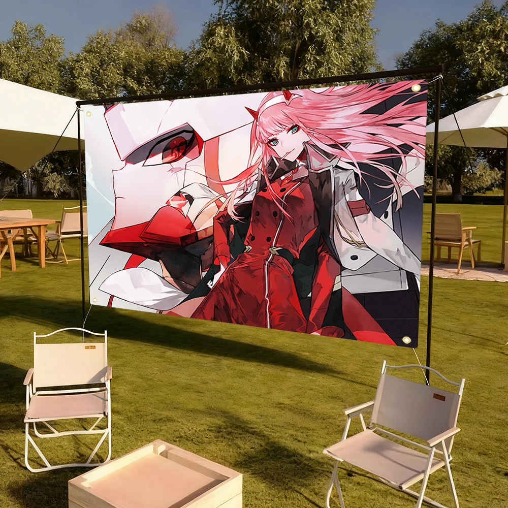 D-Darling In The Franxx Flag Hippie Wall Hanging Tapestries Art Science Fiction Room Decor Kawaii Indoor Outdoor Decor