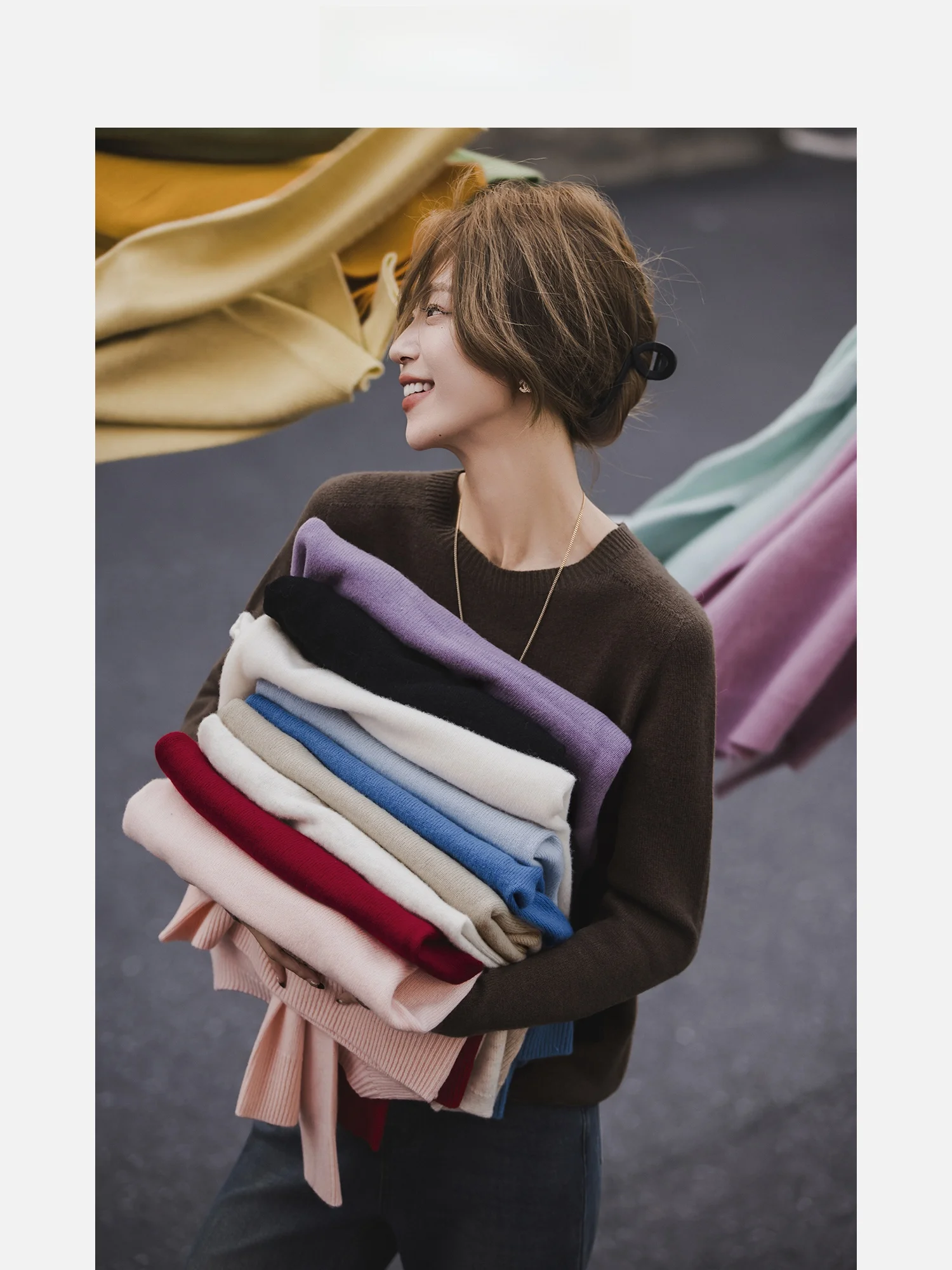 

Высококачественный свитер из 00% шерсти, женский осенне-зимний новый базовый слой, топ для поездок на работу, трикотажная одежда