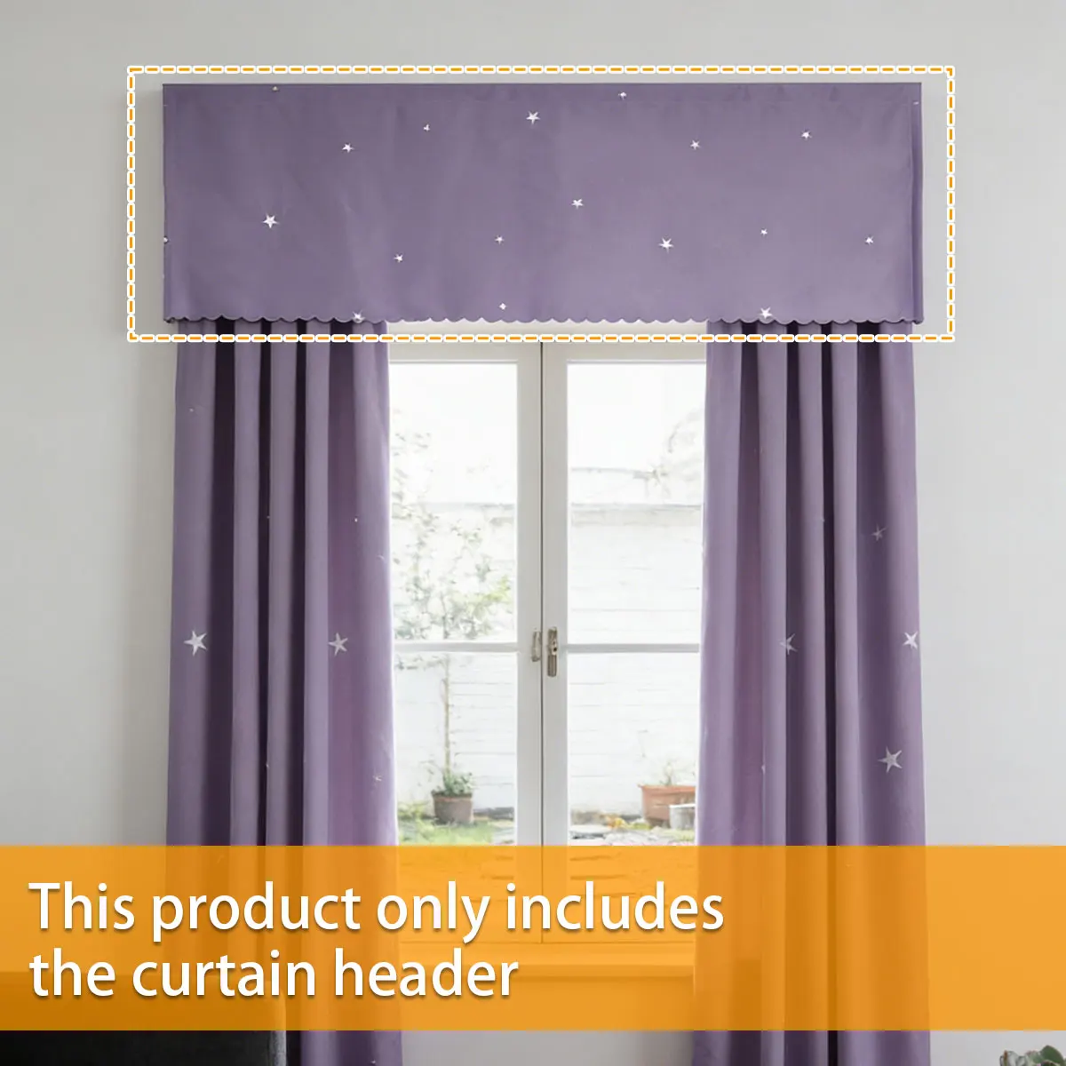 

1 шт. Милая лавандовая штора-валанс с вырезами в форме звезд (только валанс, карниз в комплект не входит)