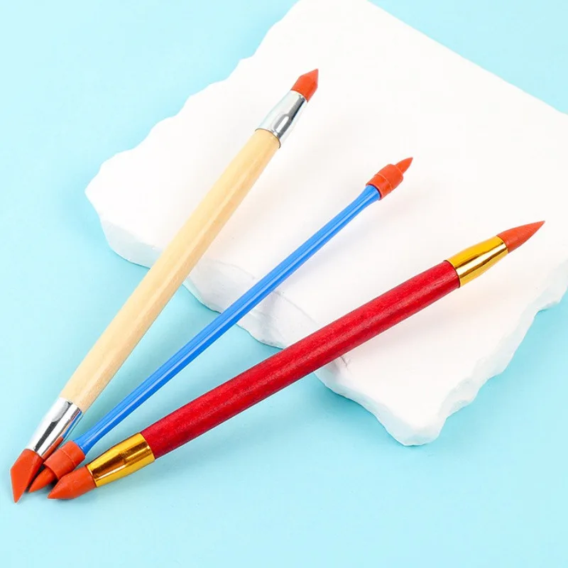 Multi-Funcional Silicone Double-Head Pen, Pen Tool, Fine Sculpting e Shaping, Cerâmica, Polímero, Argila, 3Pcs Set