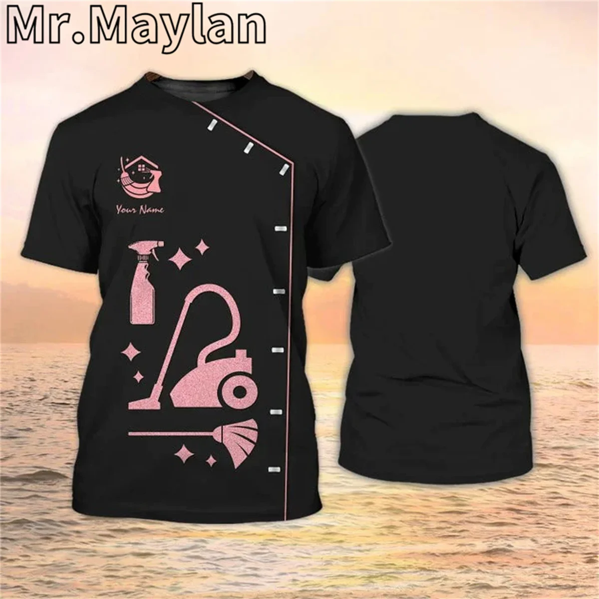 Personalized Cleaning Business T Shirts Housekeeping Custom 3D Shirt Maid Uniform Tshirt Men Women Streetwear Unisex Tee Tops