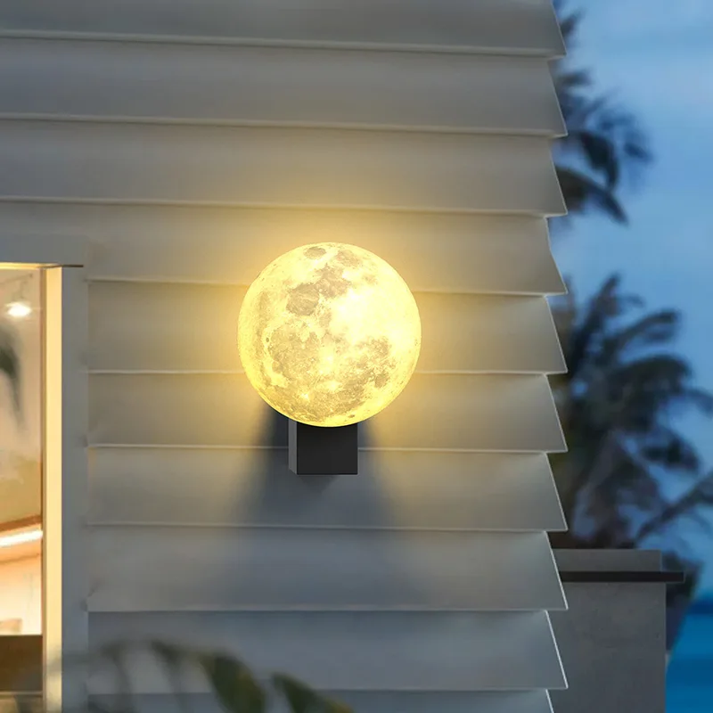 

Outdoor waterproof induction wall lamp villa courtyard moon lamp garden balcony ball lamp