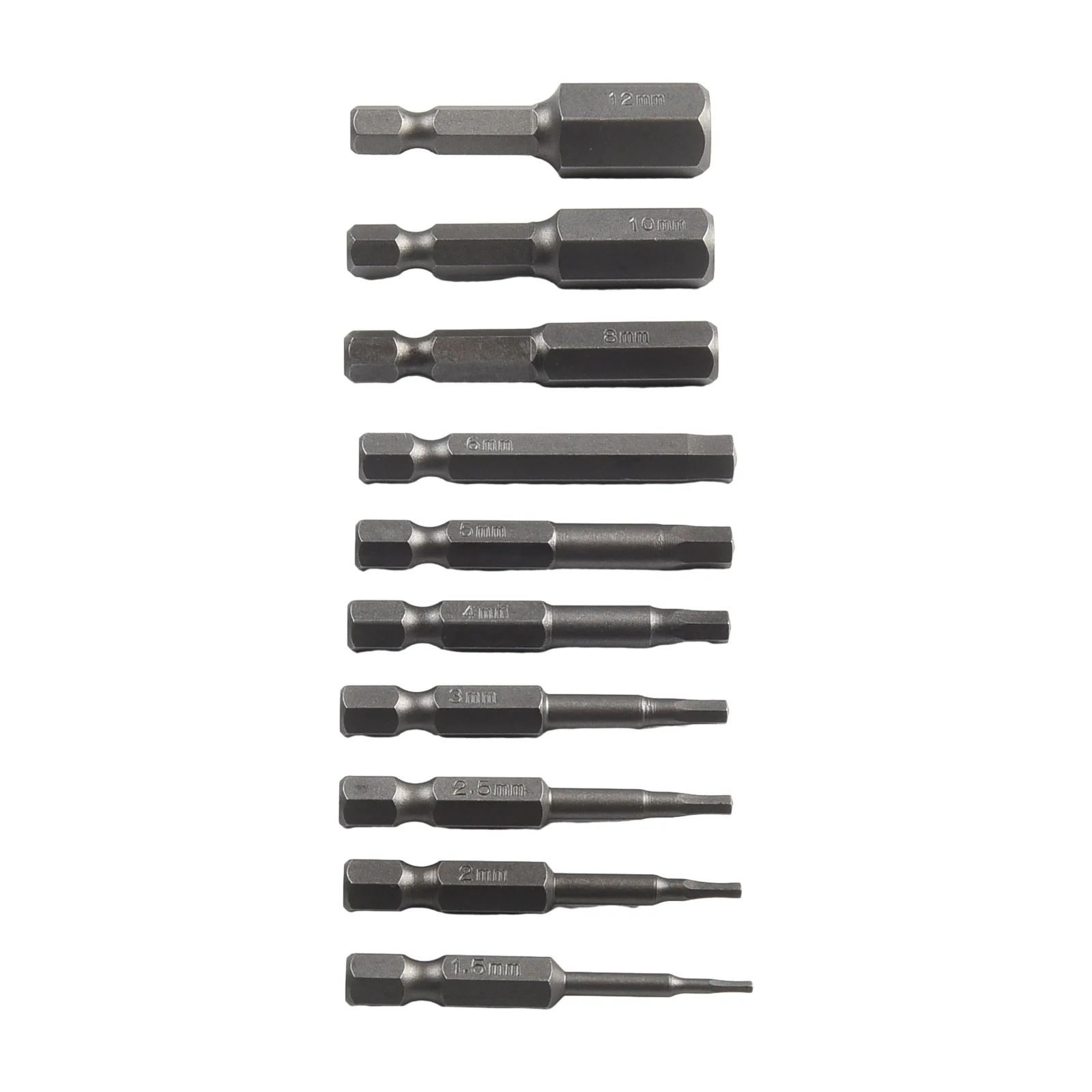 10 pçs 1/4 hex shank cabeça magnética chave de fenda 50mm H1.5-H12 liga de aço chave de fenda magnética bits se encaixa mão broca elétrica