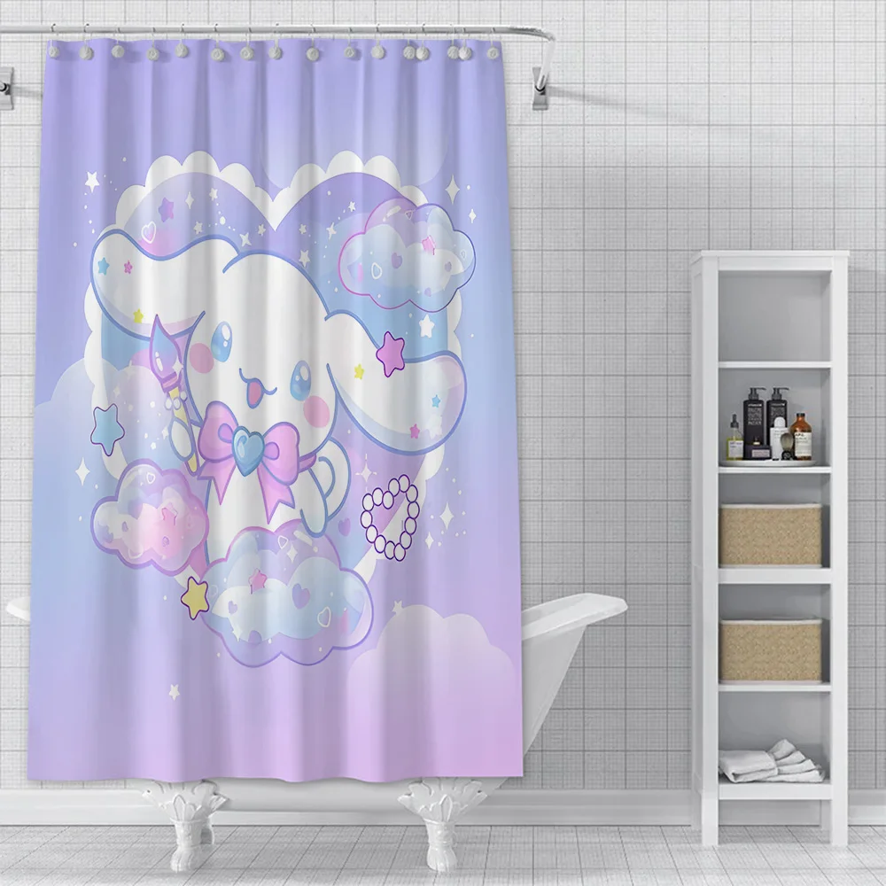 Cute Cinnamoroll Shower Curtain Waterproof Polyester Fabric Paint Colorful Bath Curtains Home Bathroom Decor Curtain With Hook