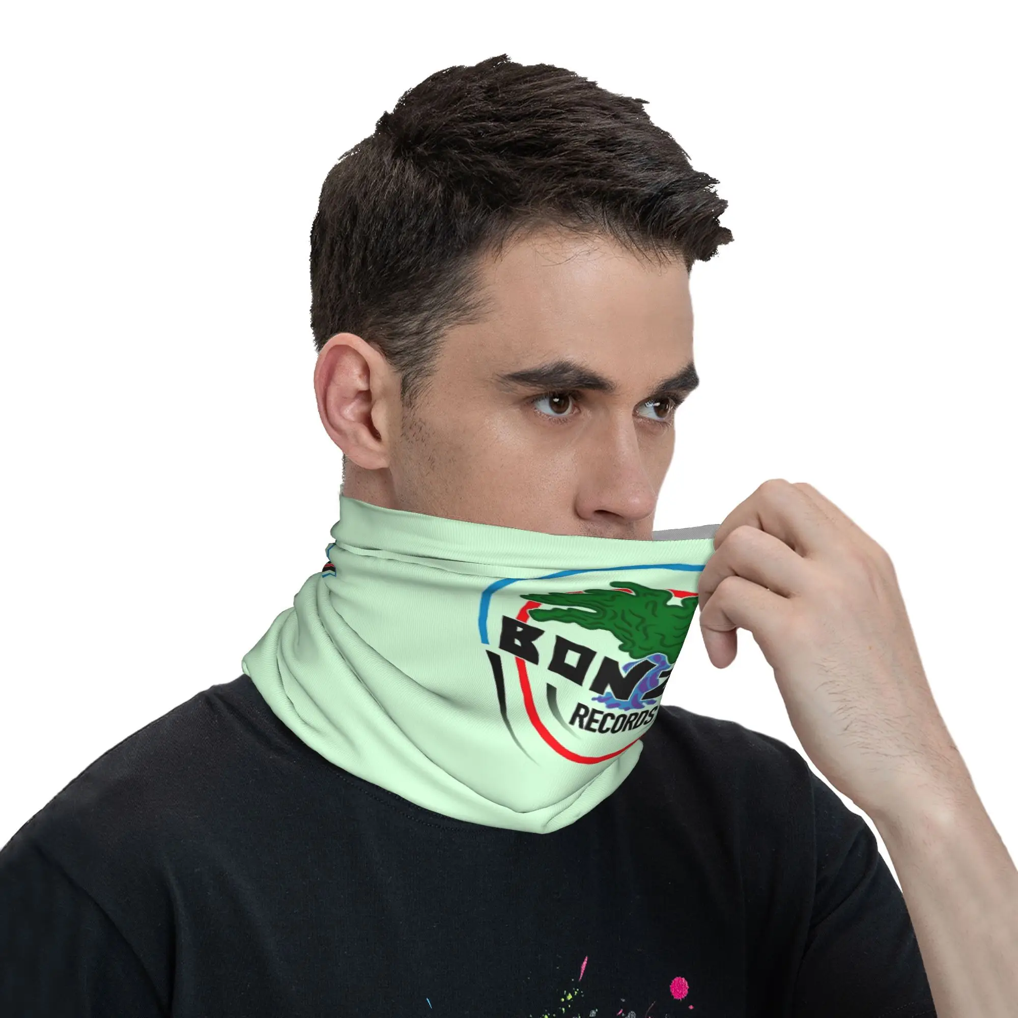 Bonzai Records Bandana Neck Gaiter Gedrukt Wrap Sjaal Multi-use Hoofddeksels Hardlopen Unisex Volwassen Winter
